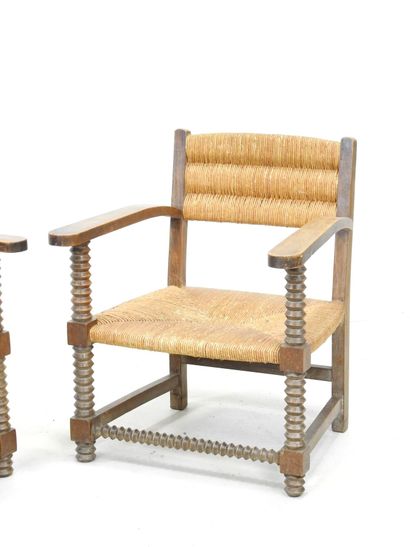 Charles DUDOUYT (in the style) Pair of armchairs...