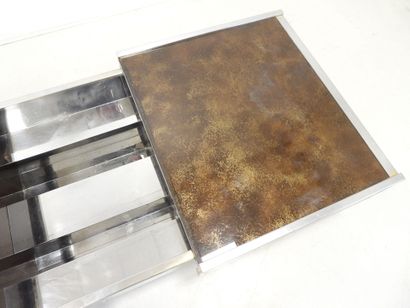 Rectangular LOW TABLE forming a bar in chromed...