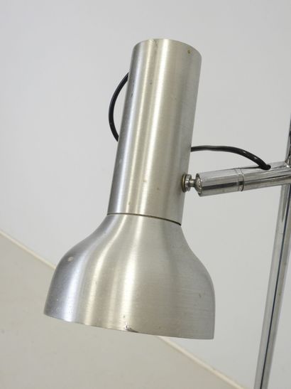 LAMPADAIRE in chromed metal with two adjustable...