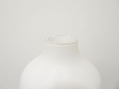 Large teak floor lamp circa 1970, white opaline...