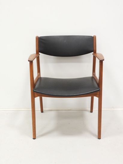 Scandinavian armchair in teak, upholstered...