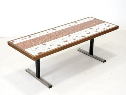 LOW TABLE with rectangular ceramic tile top....