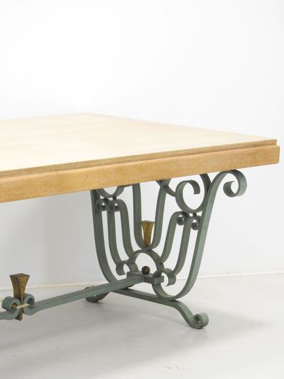 IMPORTANT DINING ROOM TABLE in green lacquered...