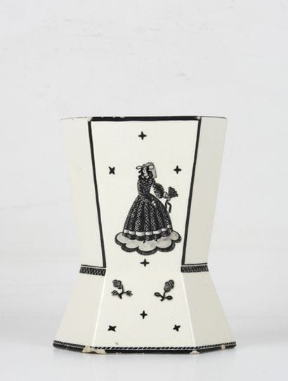 WIENER WERKSTATTE: Ceramic canted vase decorated...