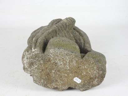 AFRICAN HEAD in carved stone. H. 28 cm.