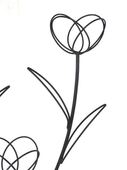 Wrought iron pot holder with three containers...