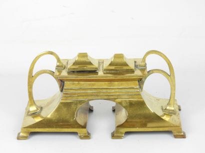 Gilded brass ENCRIER with two cups. Jugendstil...