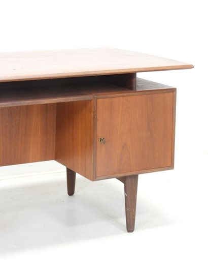 Scandinavian teak desk opening with a door...