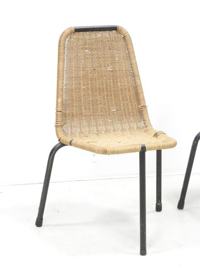 René PICOT (XX-XXIth)
Pair of tripod chairs,...