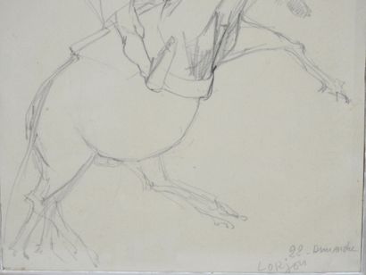 Bernard LORJOU (1908-1986): Rider on horseback....