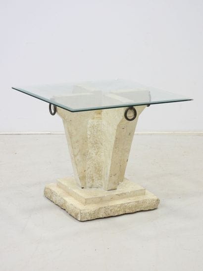 LOW TABLE or end of square sofa with cruciform...
