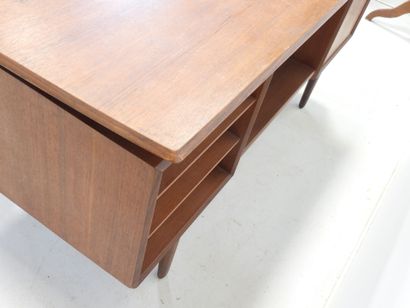 Scandinavian teak desk opening with a door...