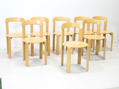 Bruno REY (1935-2019): Eight stacking chairs...