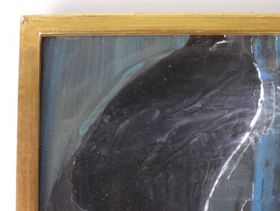 École MODERNE : le miroir bleu. Huile sur...