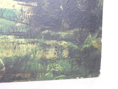 René FUMERON (1921-2004). Landscape with...