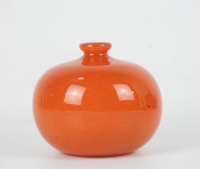 DAUM - Nancy : Ball vase in orange glass....