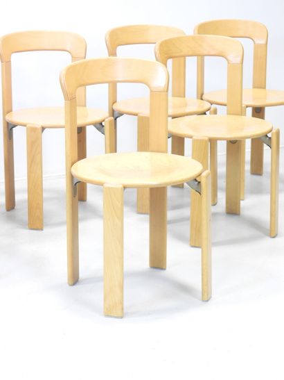 Bruno REY (1935-2019): Eight stacking chairs...