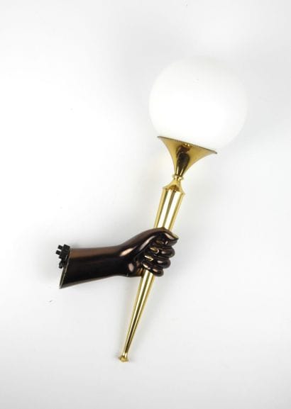MAISON ARLUS. Gilded bronze wall lamp in...