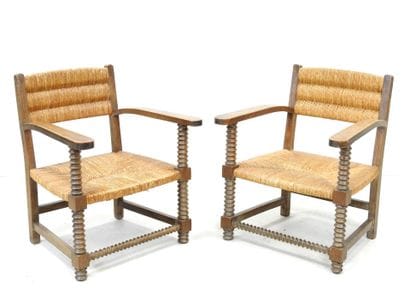 Charles DUDOUYT (in the style) Pair of armchairs...