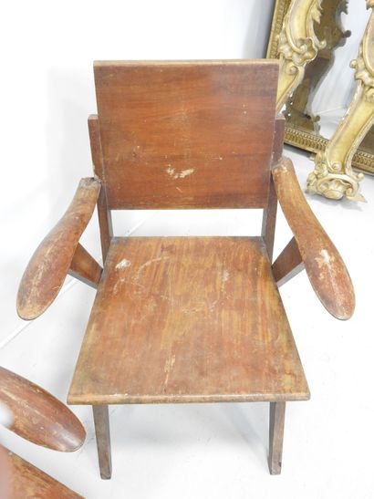 FOUR Reconstruction-type armchairs in exotic...