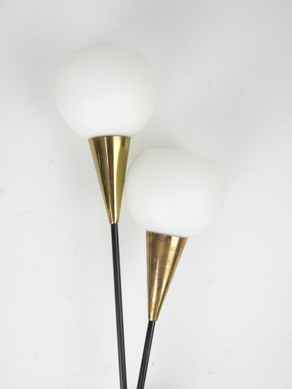 LUNEL or STILNOVO: Pair of metal and brass...