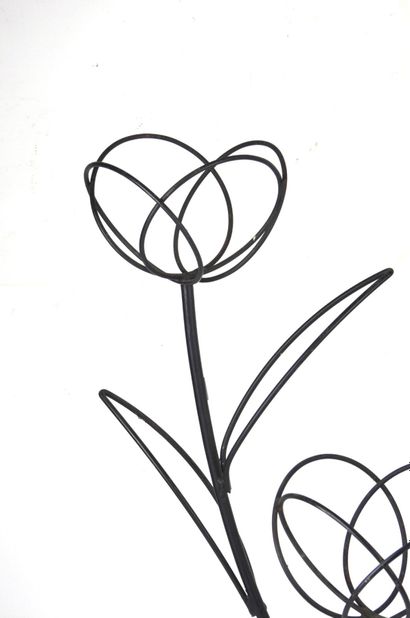 Wrought iron pot holder with three containers...