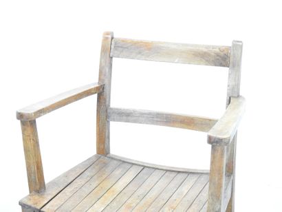 TWO wooden armchairs with slats. Reconstruction...