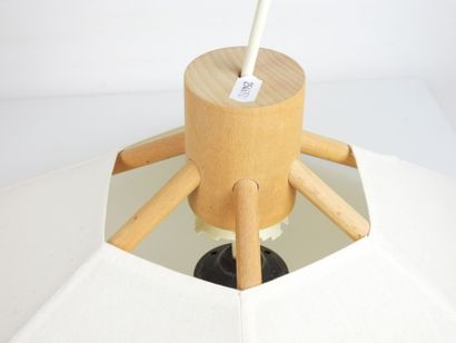 MAISON DOMUS. A teak and linen pendant and...