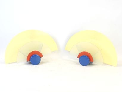 ARLUS: Pair of half-sphere sconces in yellow,...