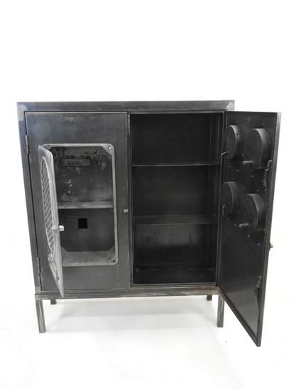 Black-painted iron industrial BUFFET opening...