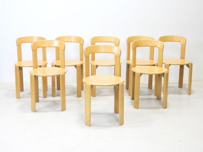 Bruno REY (1935-2019): Eight stacking chairs...