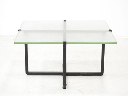 TABLE BASSE Saint Gobain glass slab top,...