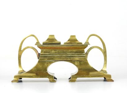 Gilded brass ENCRIER with two cups. Jugendstil...