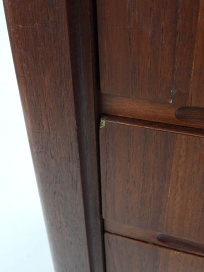 Scandinavian rosewood bar cabinet opening...