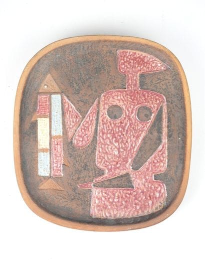 Ceramic dish of cubic inspiration decorated...