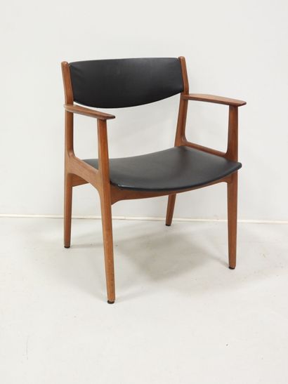 Scandinavian armchair in teak, upholstered...