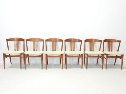 SIX Scandinavian wooden CHAIRS with wrap-around...