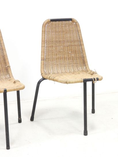 René PICOT (XX-XXIth)
Pair of tripod chairs,...