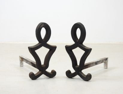 Raymond SUBES (attributed to ): Pair of cast-iron...