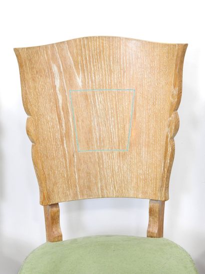 SIX CHAIRS in ceruse oak, the back decorated...