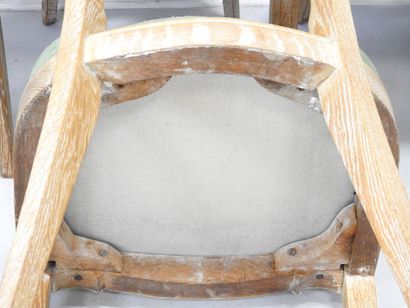SIX CHAIRS in ceruse oak, the back decorated...