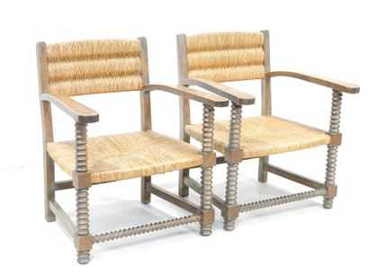 Charles DUDOUYT (in the style) Pair of armchairs...