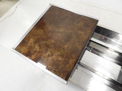 Rectangular LOW TABLE forming a bar in chromed...