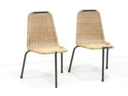 René PICOT (XX-XXIth)
Pair of tripod chairs,...