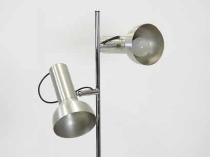 LAMPADAIRE in chromed metal with two adjustable...
