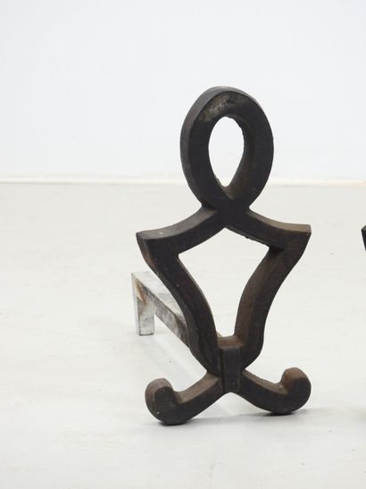 Raymond SUBES (attributed to ): Pair of cast-iron...