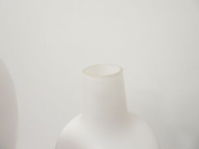 Large teak floor lamp circa 1970, white opaline...