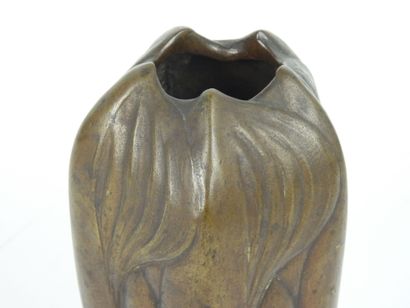 Brown patina bronze VASE with naturalistic...