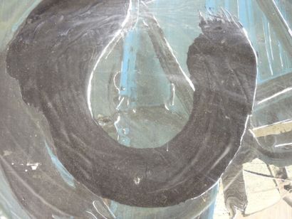 École MODERNE : le miroir bleu. Huile sur...