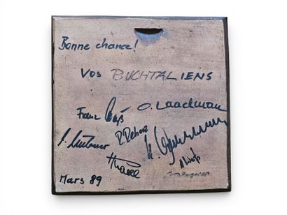Lois WEGERER (XXe) pour Buchtal, 
Plaque...